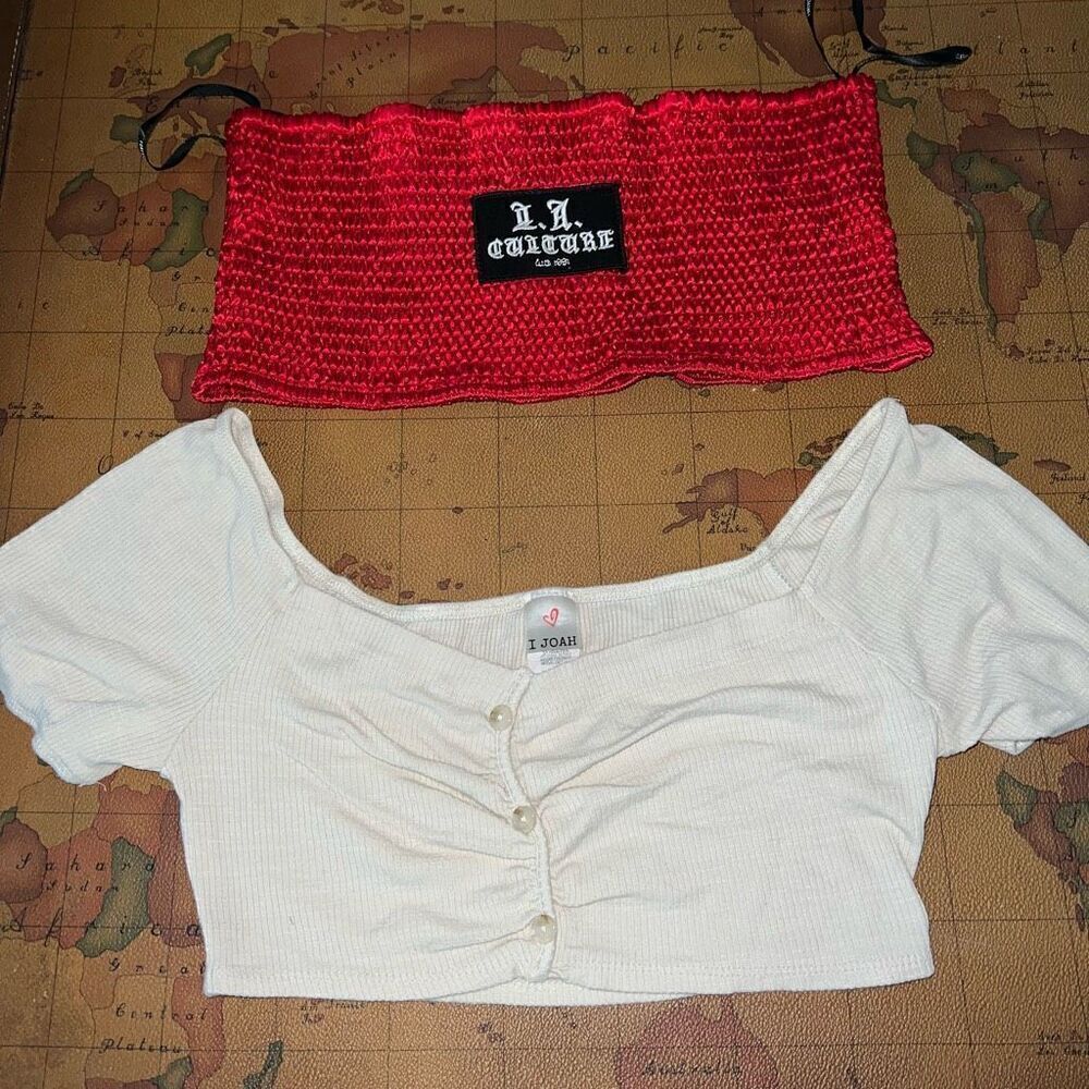 Crop top tube top LA and nude Bundle set size L